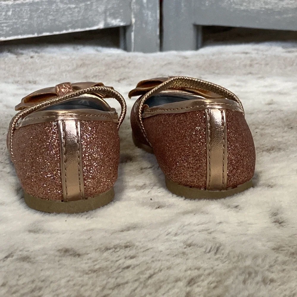 Nina rose gold sandals girls size 5 sparkly bows holiday party girlhoodcore